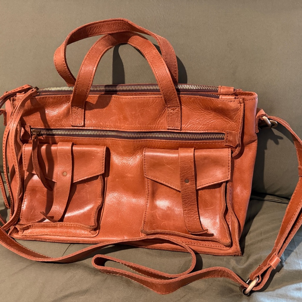 Raven + Lily Leather Shoulder Bag in Burnt Orange